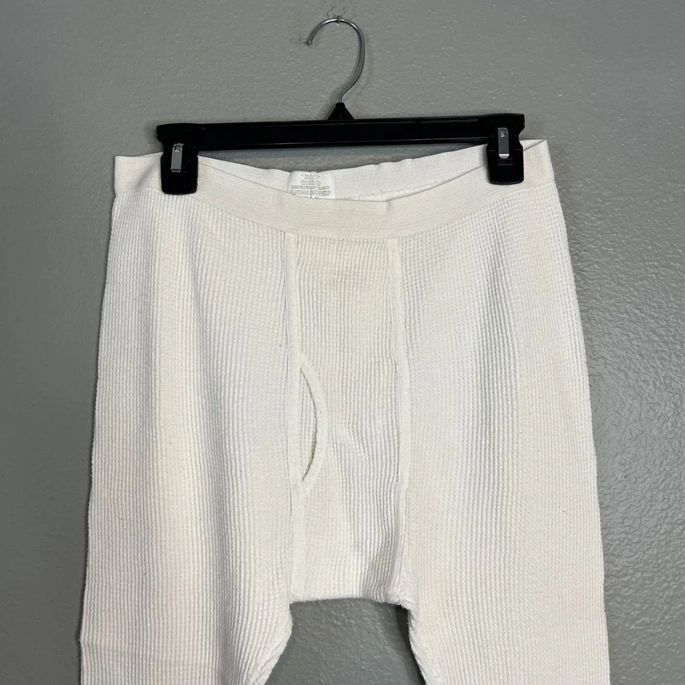 J.E. Morgan Long Johns Mens XL White All Natural Thermal Waffle Knit USA Made